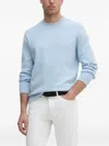 Hugo Boss Boss Barco Logo Embroidered Sweater In Blue