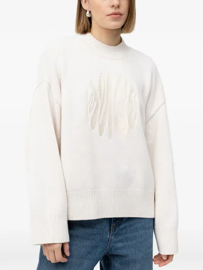 Hugo Boss Embroidered Crew-neck Sweater In Metallic