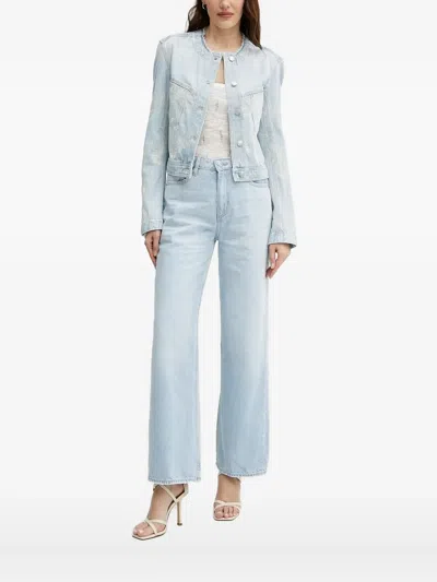 Hugo Boss Embroidered Denim Jacket In Blue