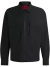 Hugo Boss Oversize-fit Overshirt In Water-repellent Seersucker In Black