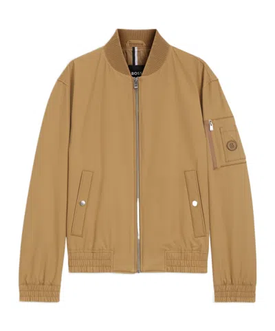 Hugo Boss Embroidered-logo Bomber Jacket In Orange