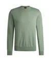 Hugo Boss Cotton Sweater With Embroidered Logo In Green