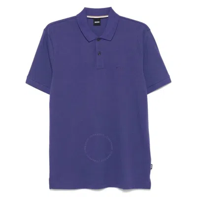 Hugo Boss Embroidered Logo Cotton Polo Shirt In Purple
