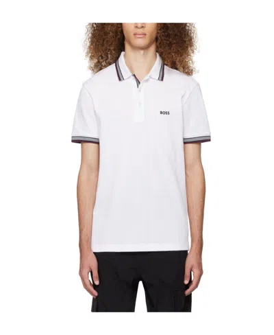 Hugo Boss Embroidered-logo Cotton Polo Shirt In White