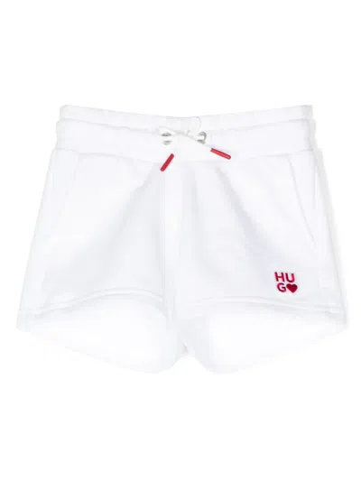 Hugo Boss Kids' Embroidered-logo Cotton Shorts In White