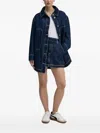 Hugo Boss Embroidered-logo Denim Shirt In Blue