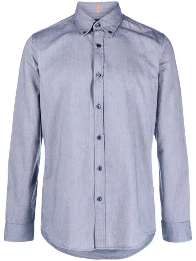 Hugo Boss Embroidered-logo Detail Shirt In Grey