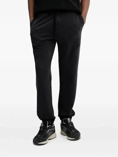 Hugo Boss Embroidered-logo Drawstring Track Pants In Black