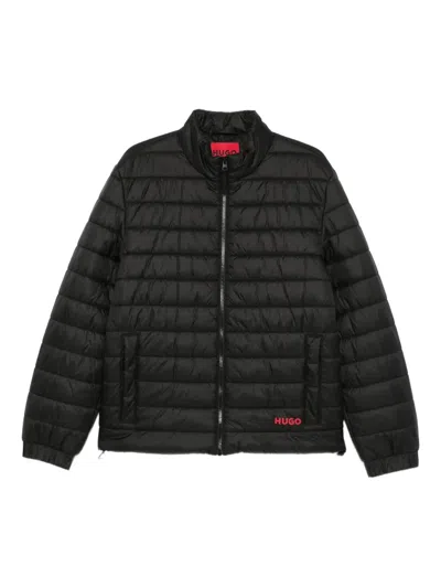 Hugo Boss Lightweight Water-repellent Jacket With Red Logo In Black