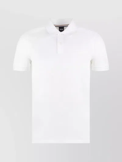Hugo Boss Pallas Embroidered Logo Polo Shirt In White