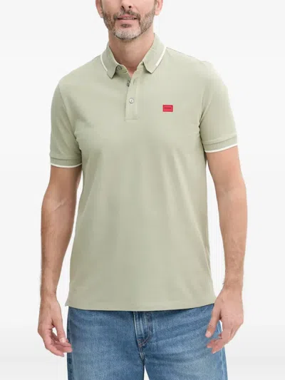 Hugo Boss Embroidered-logo Polo Shirt In Green