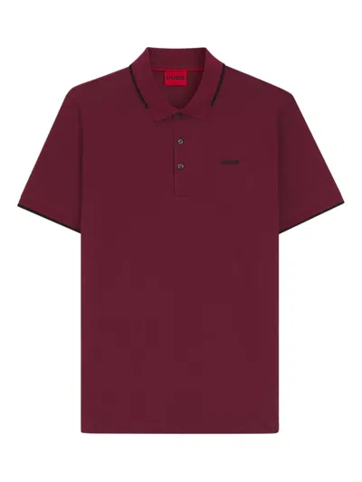 Hugo Boss Embroidered-logo Polo Shirt In Red