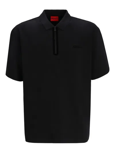 Hugo Boss Embroidered-logo Polo Shirt In Black