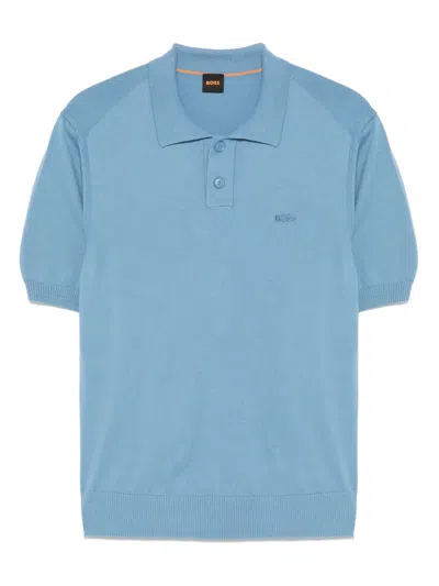 Hugo Boss Embroidered-logo Polo Shirt In Blue