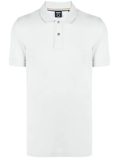 Hugo Boss Embroidered-logo Polo Shirt In Grey