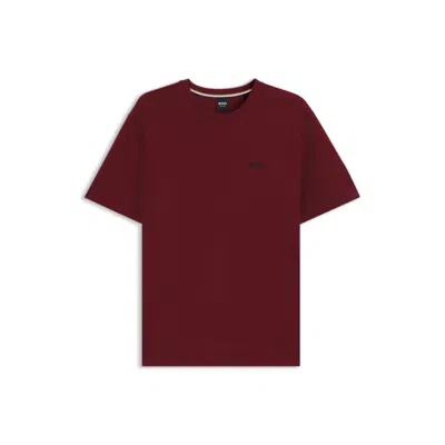 Hugo Boss Embroidered-logo Pyjama T-shirt In A Cotton Blend In Brown