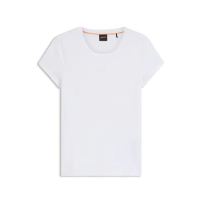 Hugo Boss Embroidered-logo Slim-fit T-shirt In Stretch Cotton In White
