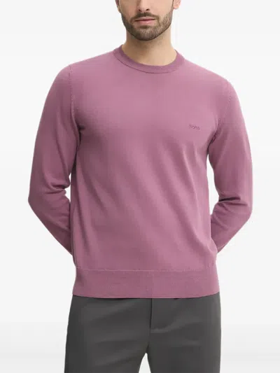 Hugo Boss Embroidered-logo Sweater In Pink