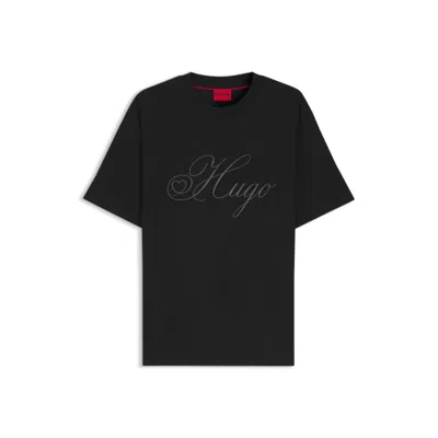 Hugo Boss Embroidered-logo T-shirt In Cotton Jersey In Black