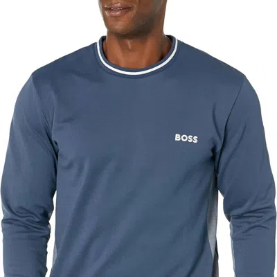 Hugo Boss Embroidered Logo Tracksuit Sweatshirt In Spruce Blue
