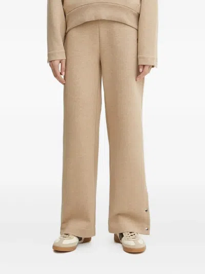 Hugo Boss Embroidered-logo Trousers In Brown