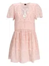 Hugo Boss Embroidered Short-sleeve Dress In Pink