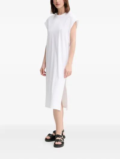 Hugo Boss Embroidered Side-split Midi Dress In White