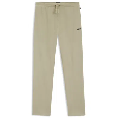 Hugo Boss Embroidered-logo Pyjama Bottoms In A Cotton Blend In Green