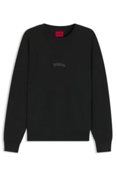 Hugo Boss Mens Black Brand-embroidered Relaxed-fit Cotton-blend Sweatshirt Xxl