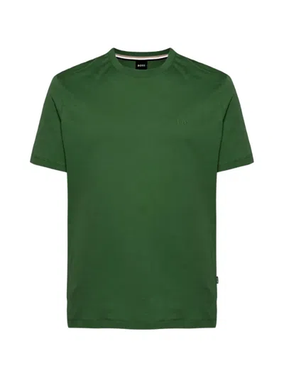 Hugo Boss Embroidered-logo T-shirt In Green