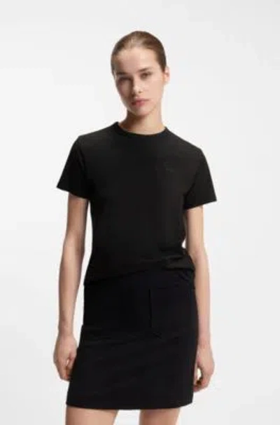 Hugo Boss Cotton-jersey T-shirt With Rhinestone Logo In Black