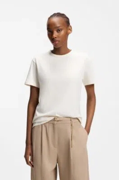 Hugo Boss Embroidered-logo T-shirt In Cotton Jersey In White