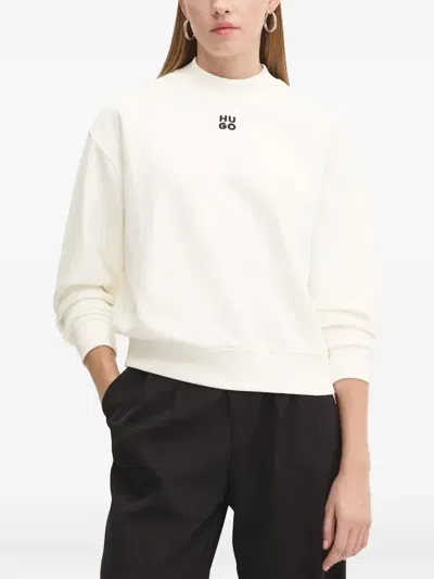 Hugo Boss Embroidery Logo Sweatshirt In White