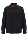 Hugo Boss Oversize-fit Overshirt In Cotton Gabardine In Black