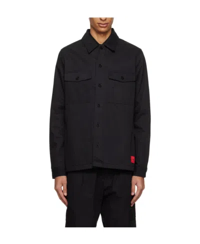 Hugo Boss Enalu Cotton Shirt Jacket In Black