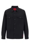 Hugo Boss Oversize-fit Overshirt In Cotton Gabardine In Black