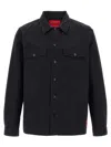 Hugo Boss Oversize-fit Overshirt In Cotton Gabardine In Black
