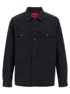 Hugo Boss Oversize-fit Overshirt In Cotton Gabardine In Black