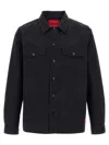 Hugo Boss Oversize-fit Overshirt In Cotton Gabardine In Black