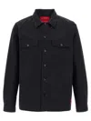 Hugo Boss Oversize-fit Overshirt In Cotton Gabardine In Black