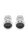Hugo Boss Enamel Round Cufflinks In Silver