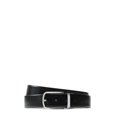 Hugo Boss Engraved-logo Leather Belt In Black