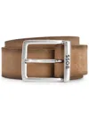 Hugo Boss Engraved-logo Leather Belt In Brown