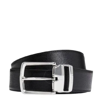 Hugo Boss Engraved Logo Reversible Belt In Black