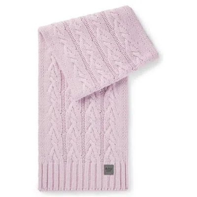 Hugo Boss Equestrian Cable-knit Scarf With Logo Patch In Pink