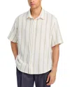 Hugo Boss Off-white Loose-fit Striped Open-weave Shirt