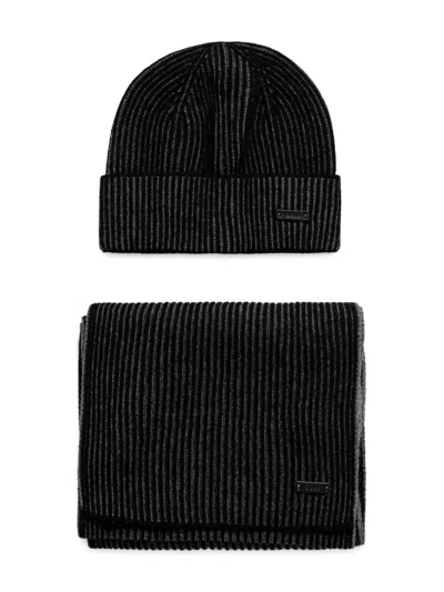 Hugo Boss Ercole Beanie Hat Set In Black