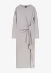 Hugo Boss Erlot Knotted Midi Dress In Gray
