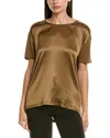 Hugo Boss Esandy Silk-blend T-shirt In Brown