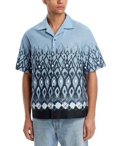 Hugo Boss Espino Printed Short Sleeve Camp Shirt In Blue